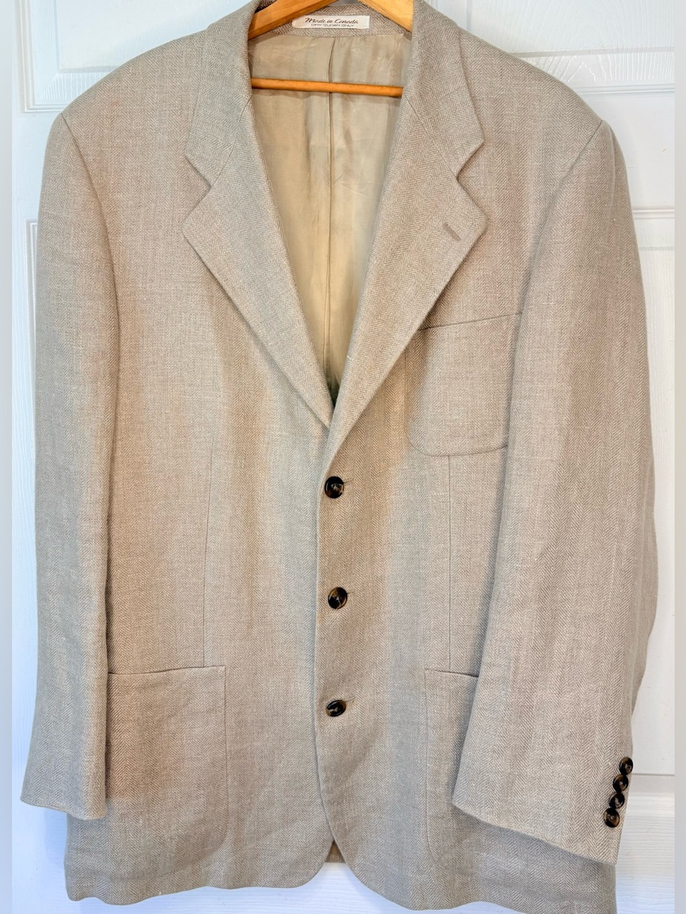 Vintage RALPH LAUREN Polo University Club Tan 100% Linen Blazer Sport Coat 42R